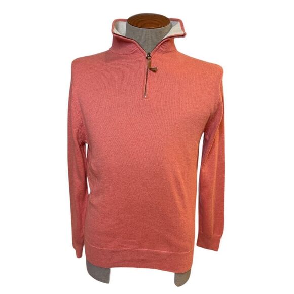 J. Crew Quarter Zip Pullover Sz. M Cotton Knit Peach - Picture 1 of 11